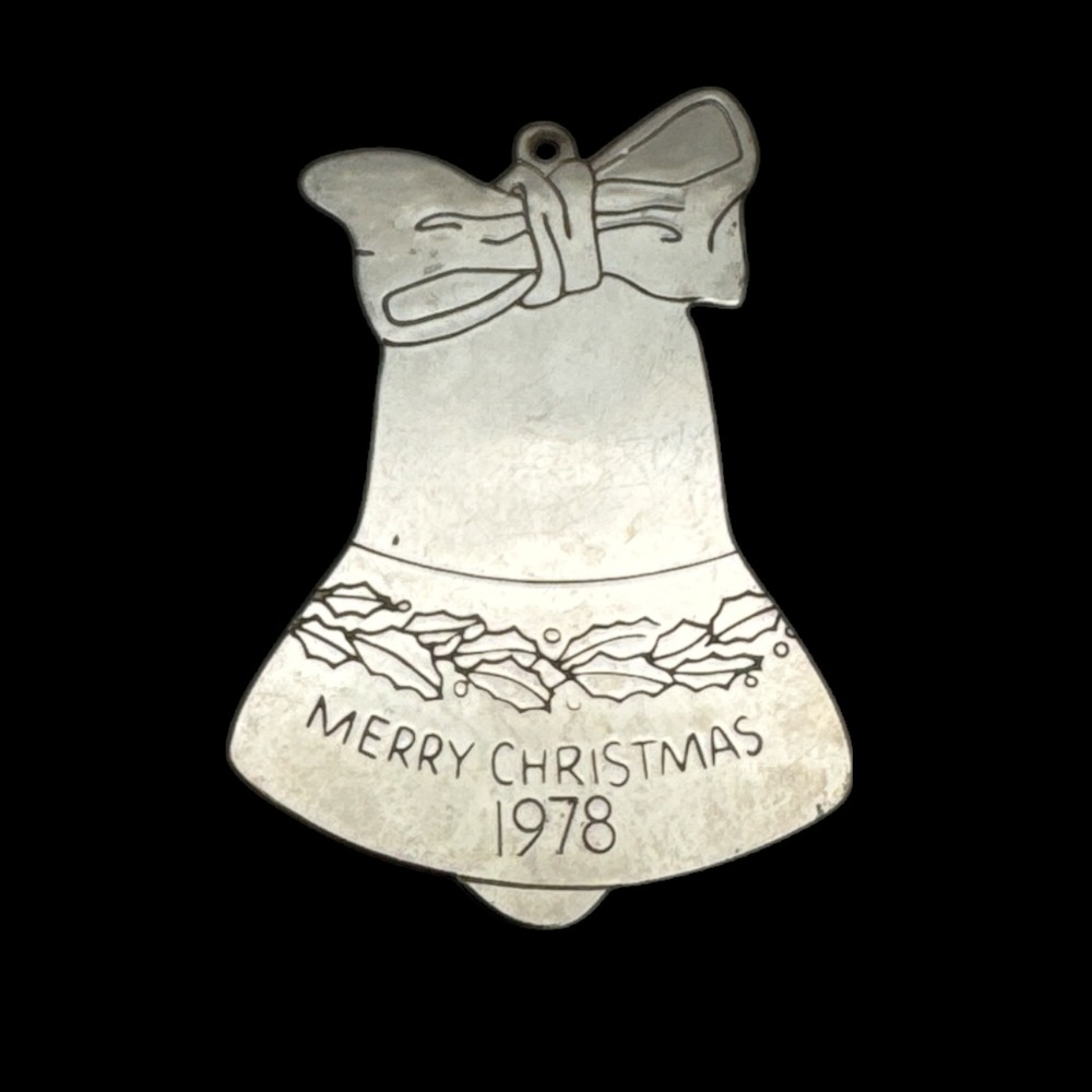 Leonard Silver Company Silver Christmas Ornaments cut bells 1978 Engraved